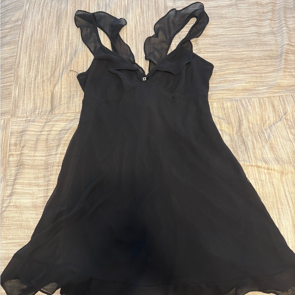 Soma Elegant Black Chiffon Nightgown-black sz L